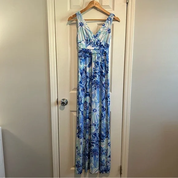 Lilly Pulitzer Sloane Maxi Dress in the Coastal Blue Catch N Keep Print - Picture 4 of 8